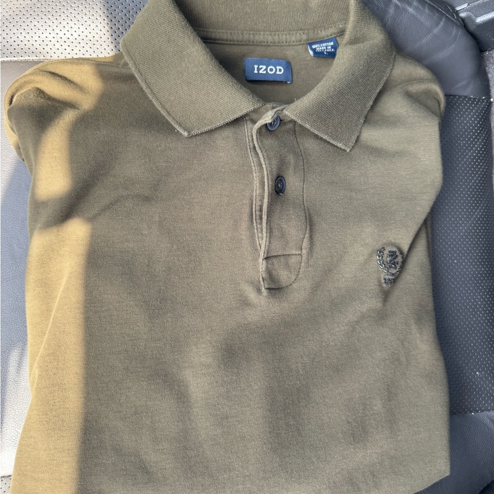 Izod Green Polo Shirt Classic Style Cotton Blend